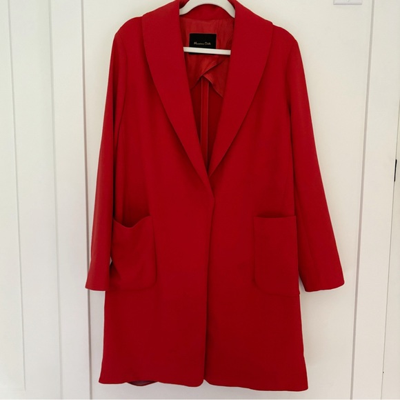 Massimo Dutti Red Wool Blend Coat Long Blazer Jacket Size 38 US 6 - Picture 3 of 9
